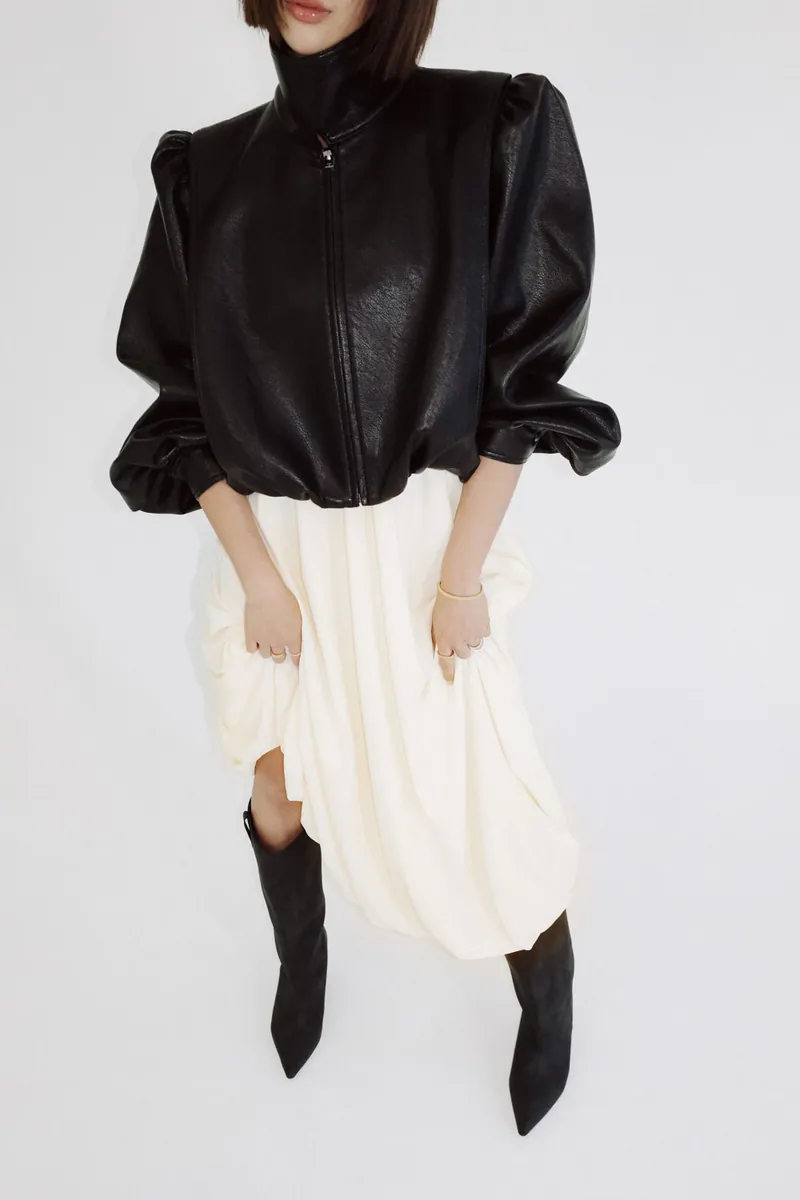 Doe: Molly Distressed Leather Pointed Wide-Shaft Knee Boots