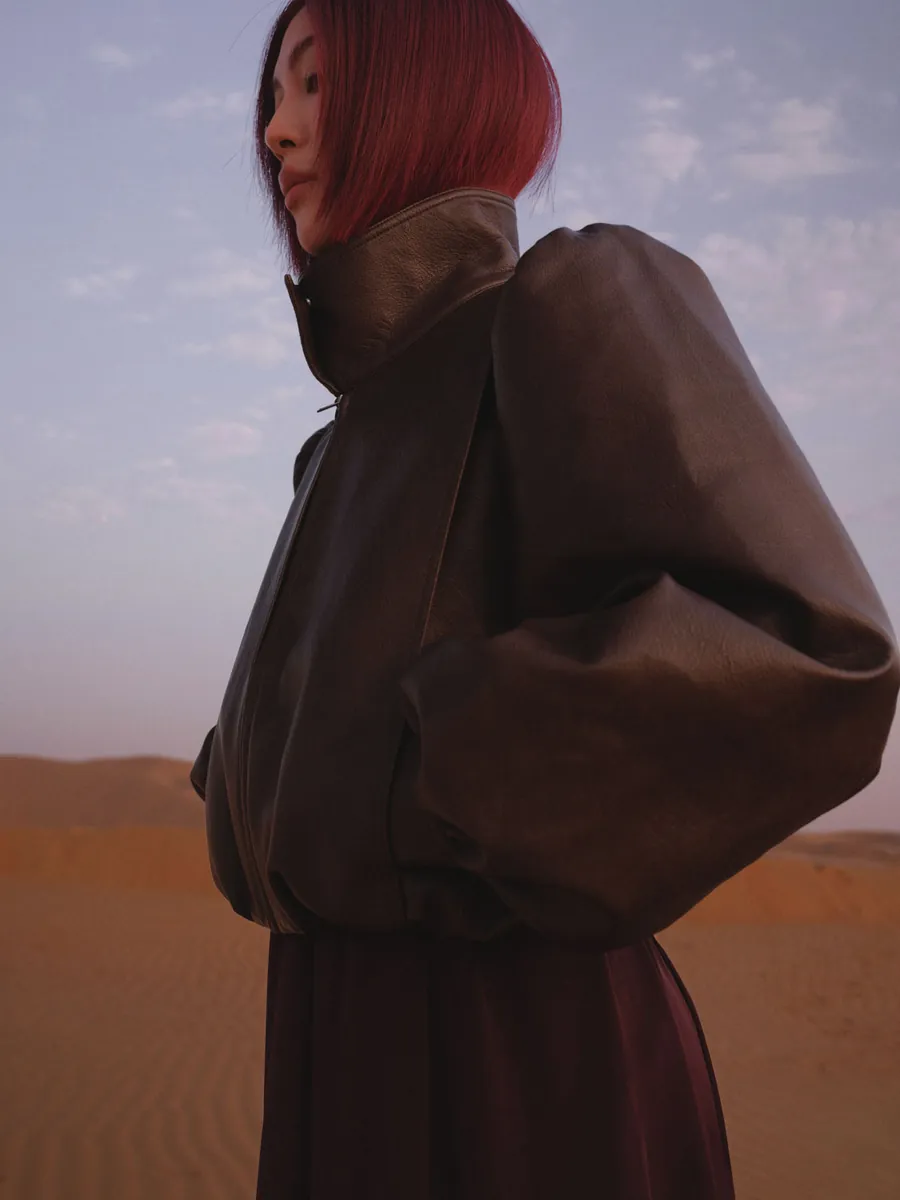 Doe: Molly Wide-Shoulder Puff-Sleeve Soft Leather Jacket