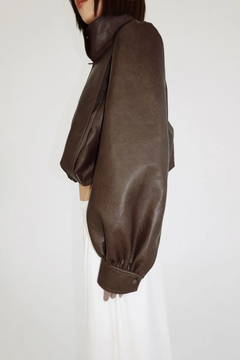 Doe: Molly Wide-Shoulder Puff-Sleeve Soft Leather Jacket