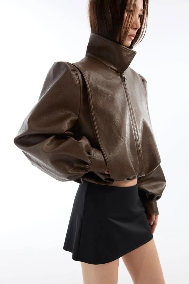 Doe: Molly Wide-Shoulder Puff-Sleeve Soft Leather Jacket