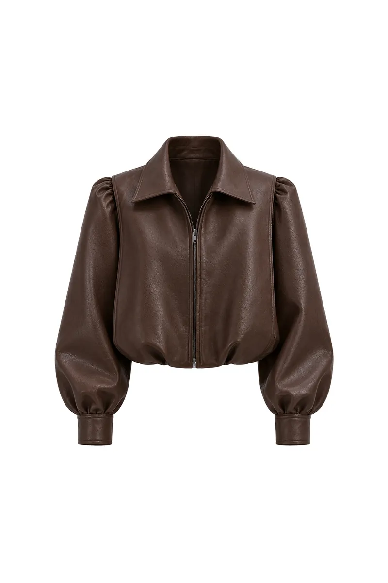 Doe: Molly Wide-Shoulder Puff-Sleeve Soft Leather Jacket