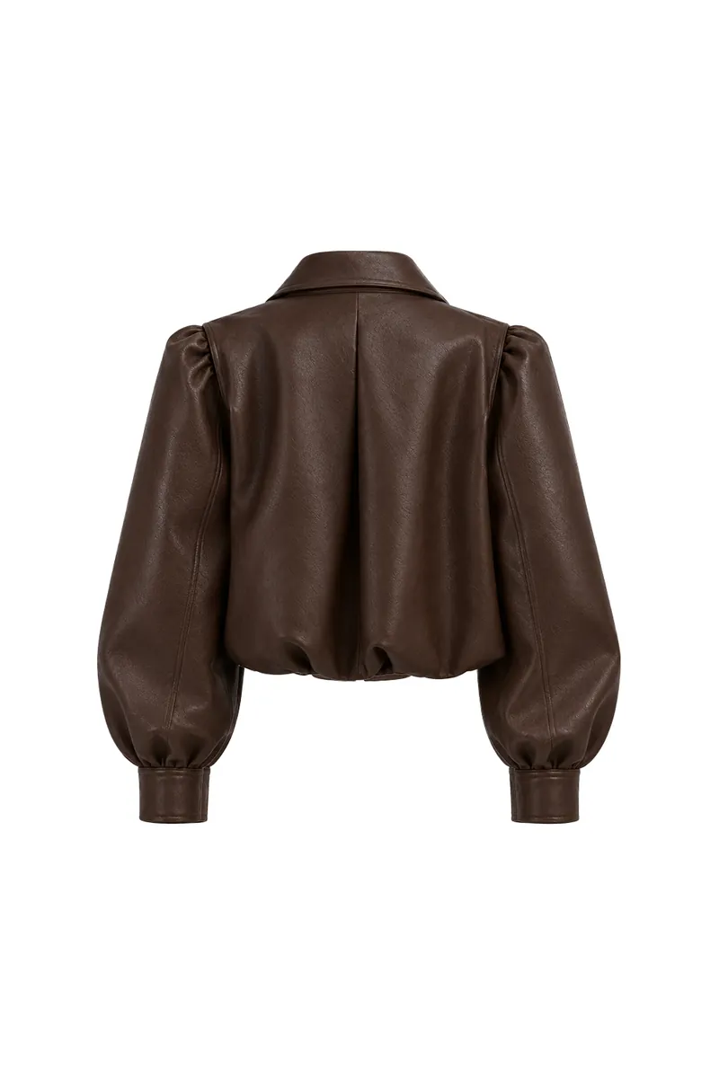Doe: Molly Wide-Shoulder Puff-Sleeve Soft Leather Jacket