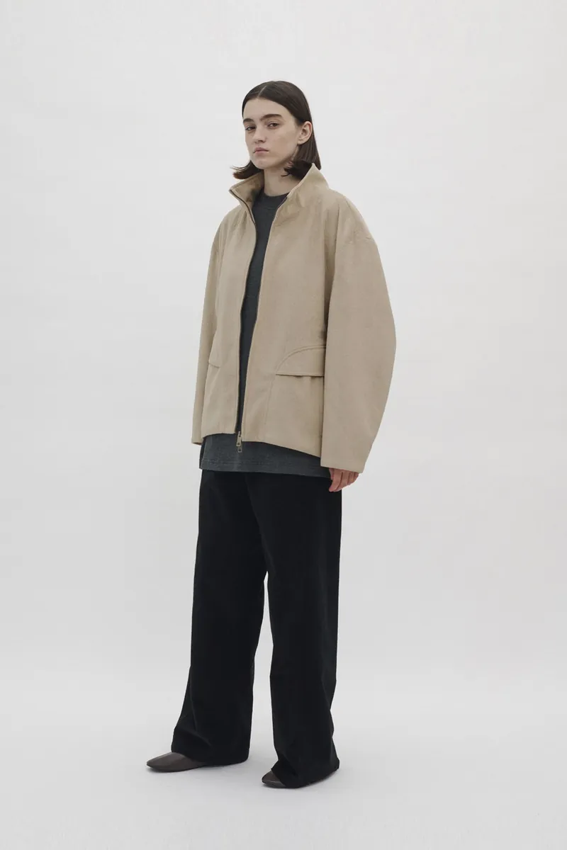 Gender Free Stand-Collar Faux Leather Jacket