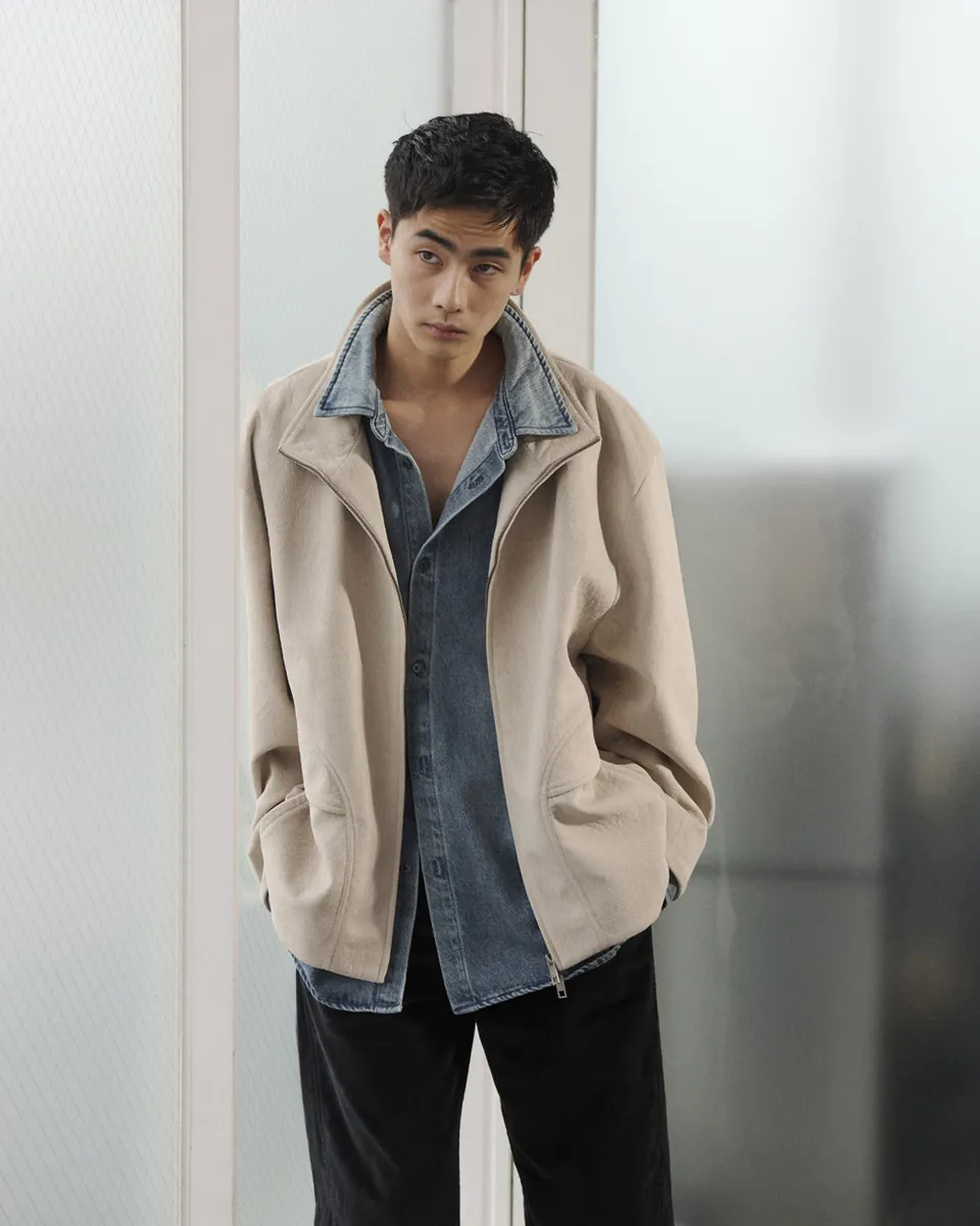 Gender Free Stand-Collar Faux Leather Jacket