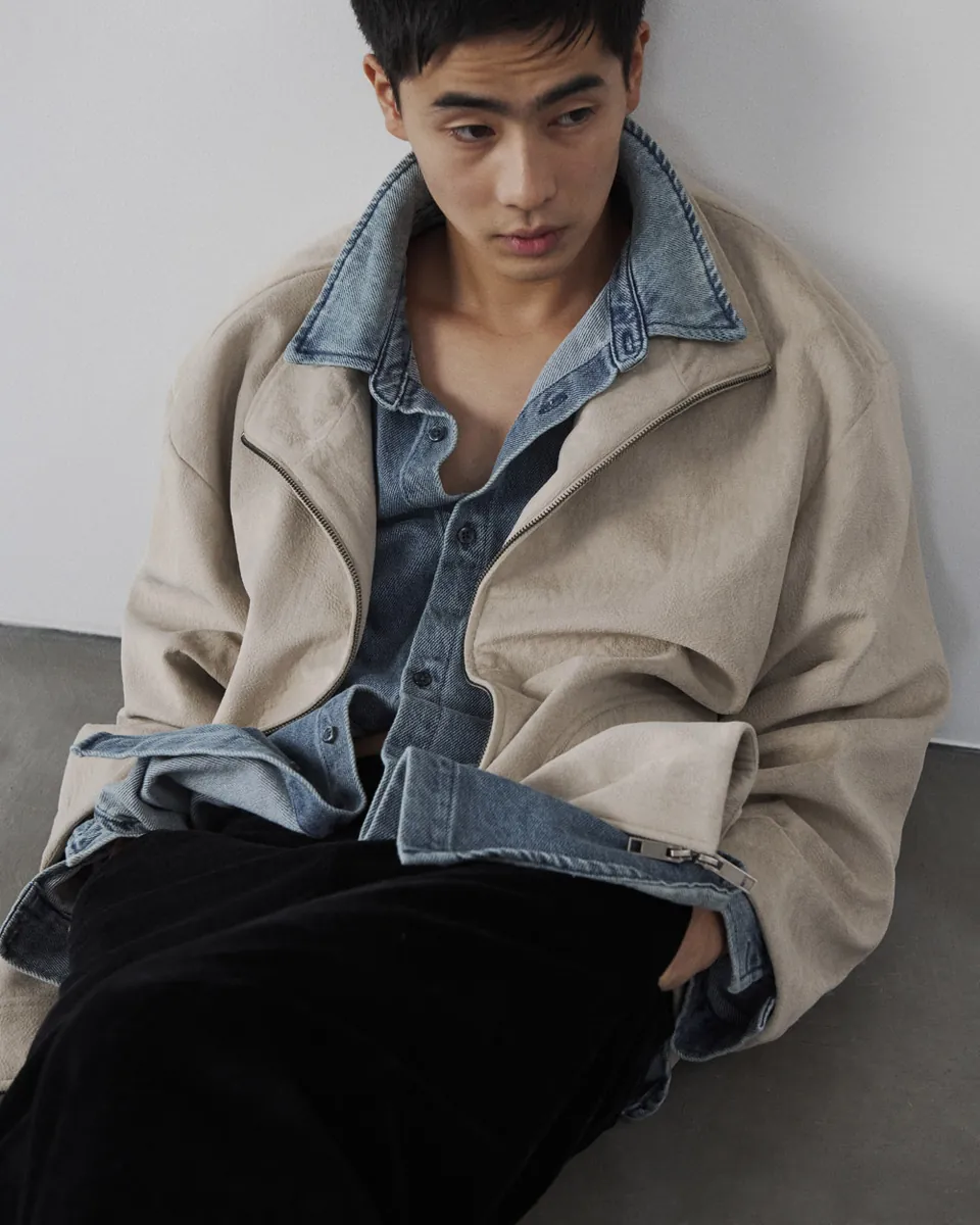 Gender Free Stand-Collar Faux Leather Jacket