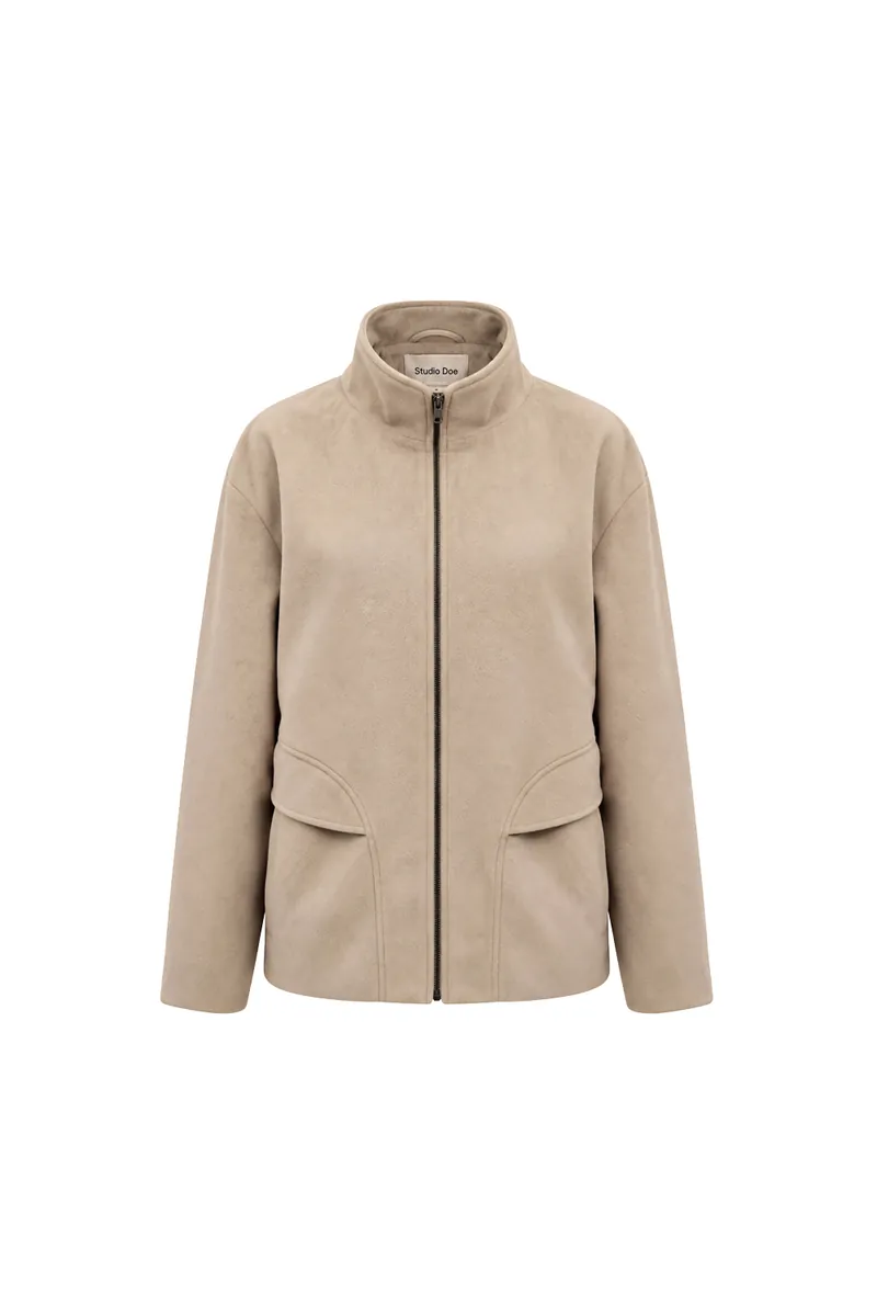Gender Free Stand-Collar Faux Leather Jacket