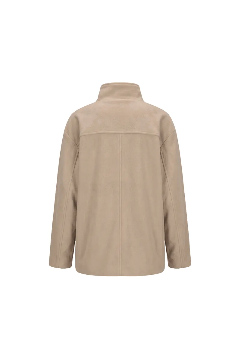 Gender Free Stand-Collar Faux Leather Jacket