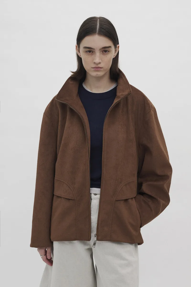 Gender Free Stand-Collar Faux Leather Jacket