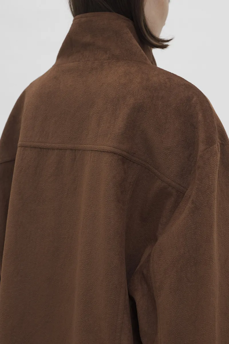 Gender Free Stand-Collar Faux Leather Jacket