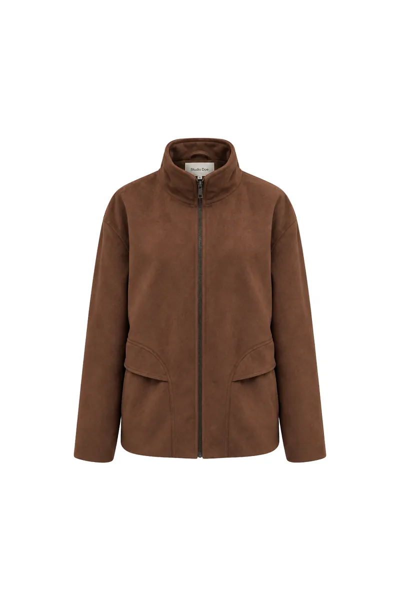 Gender Free Stand-Collar Faux Leather Jacket