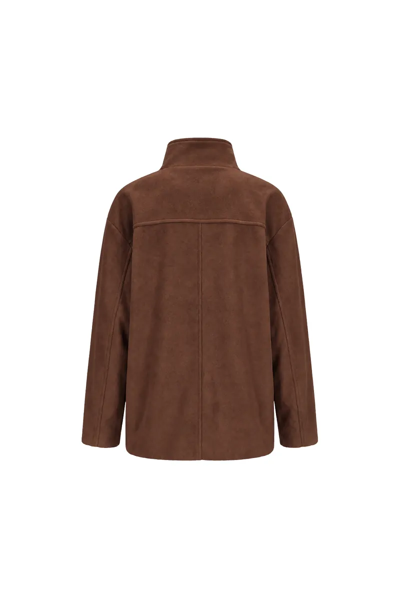 Gender Free Stand-Collar Faux Leather Jacket