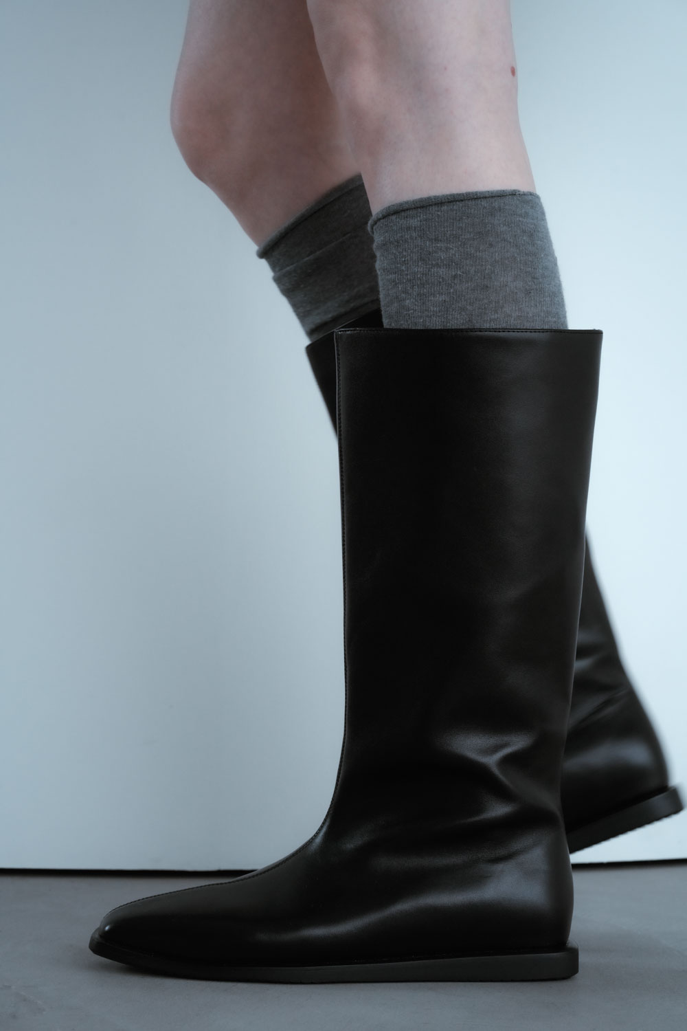 Studio Doe - Genuine Leather Square-Toe Straight Boots