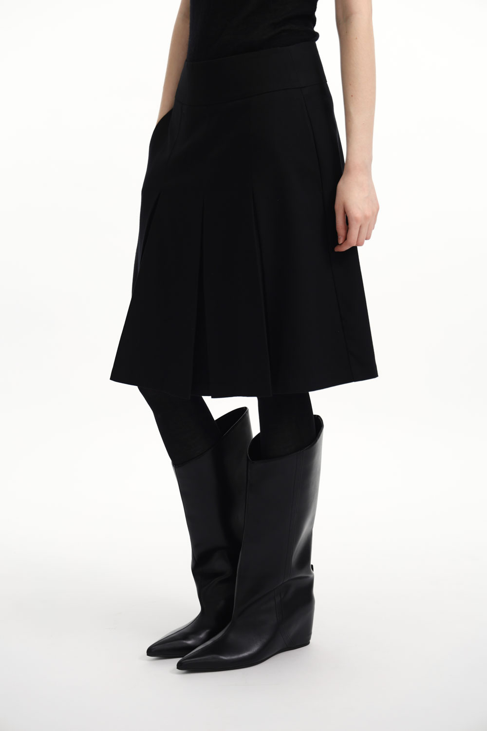 Studio Doe - Wool Wide Pleated Midi Skirt