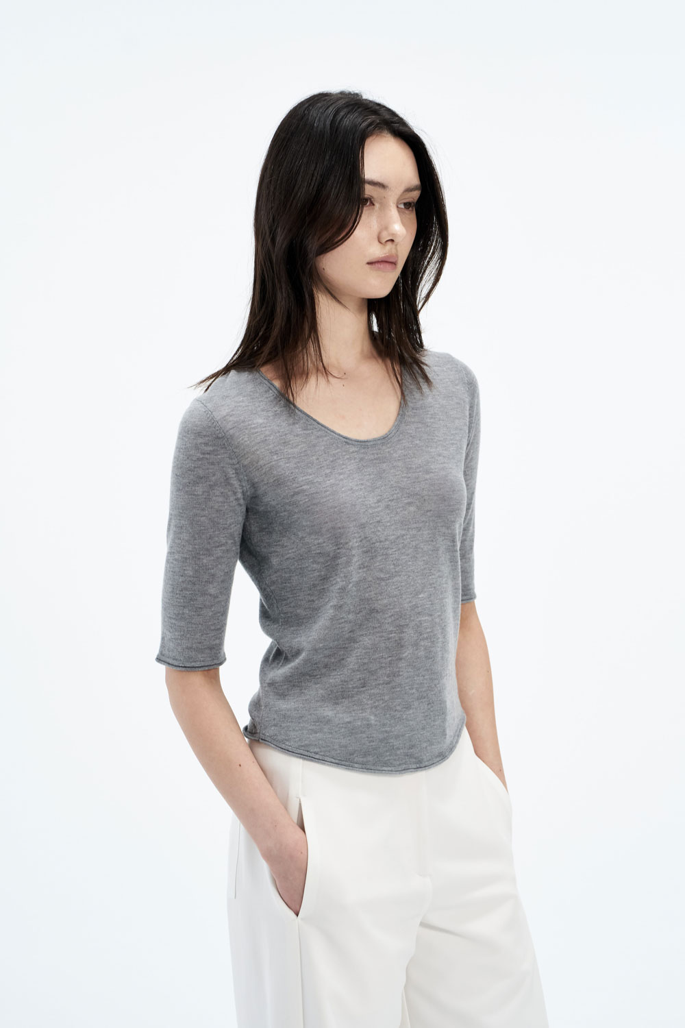 Studio Doe - Merino Lightweight Knit Elbow-Sleeve Top