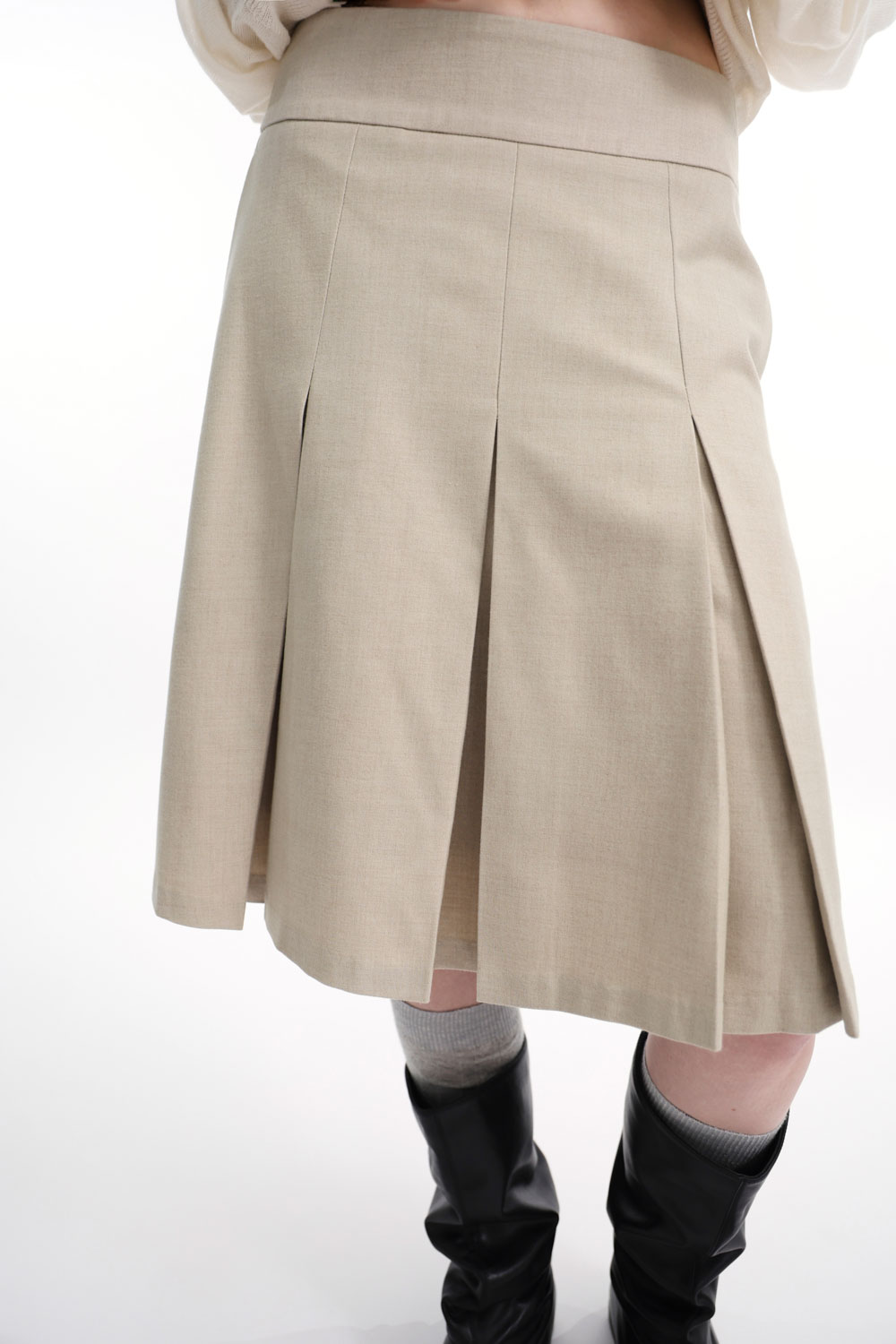 Studio Doe - Wool Wide Pleated Midi Skirt