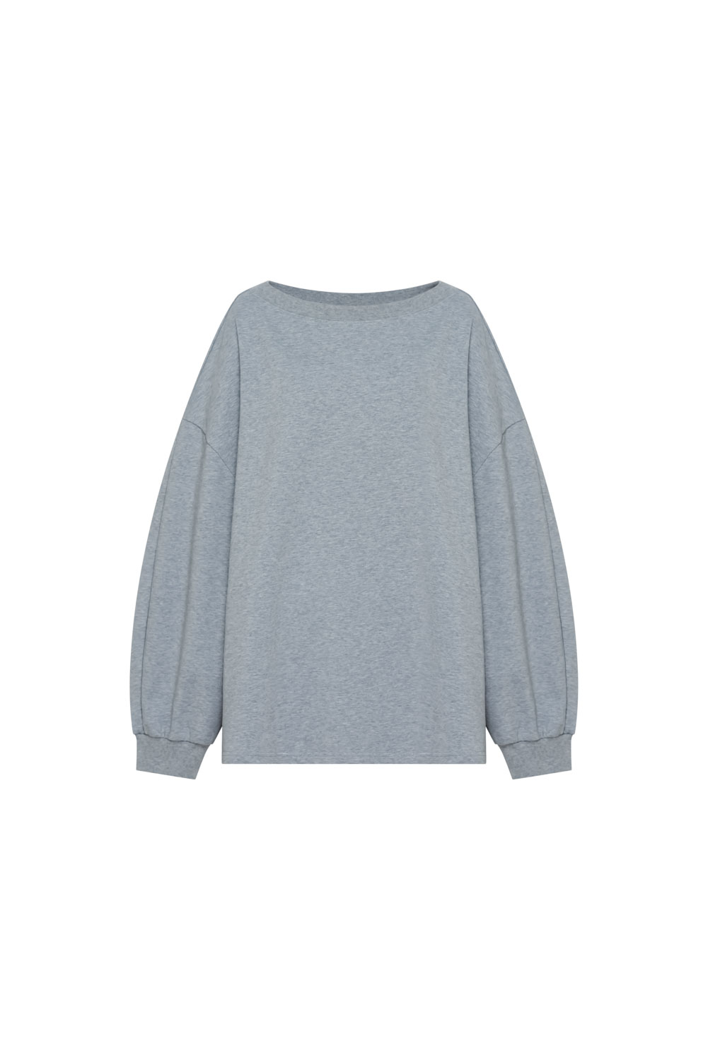 Studio Doe - Asymmetric Neckline Broad-Shoulder Wide-Sleeve Sweatshirt