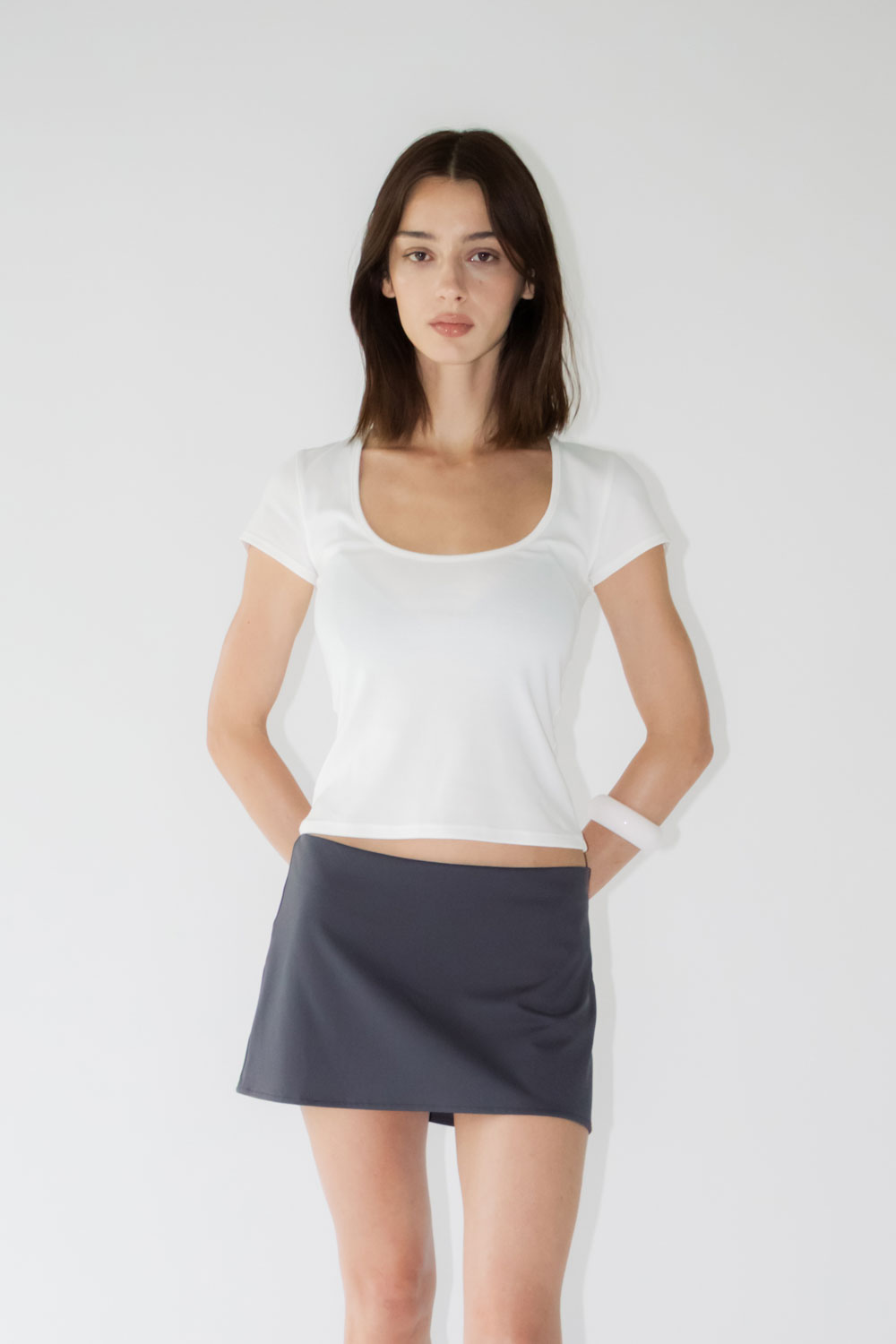 Studio Doe - Perfect Fit Low Square Neck Ribbed Waist-Sculpting Tee