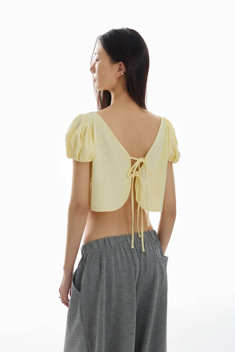 Doe：Molly Reversible Puff Sleeve Top