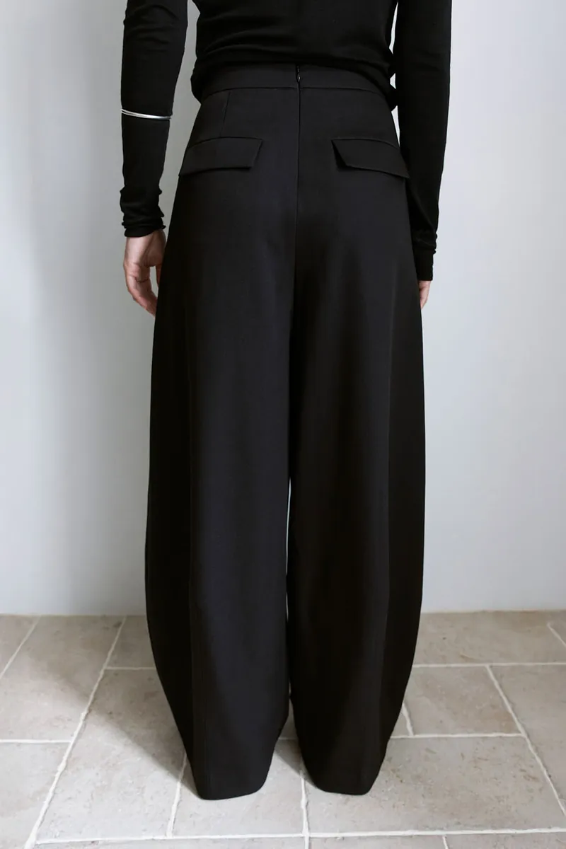 Studio Doe - Diagonal Tuck High-Rise Wide Pants