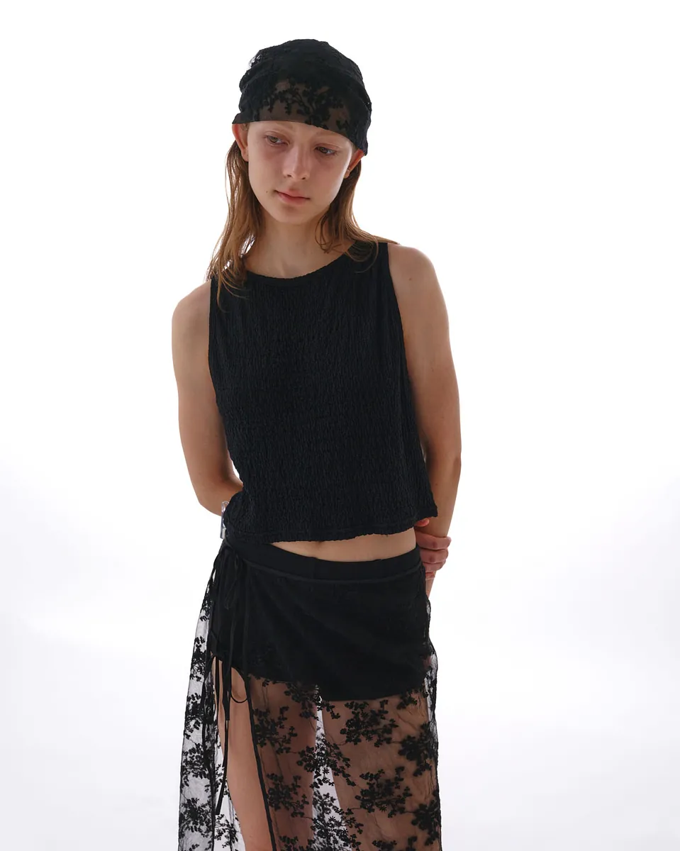 Studio Doe - Jacquard Textured Shirred Tank Top