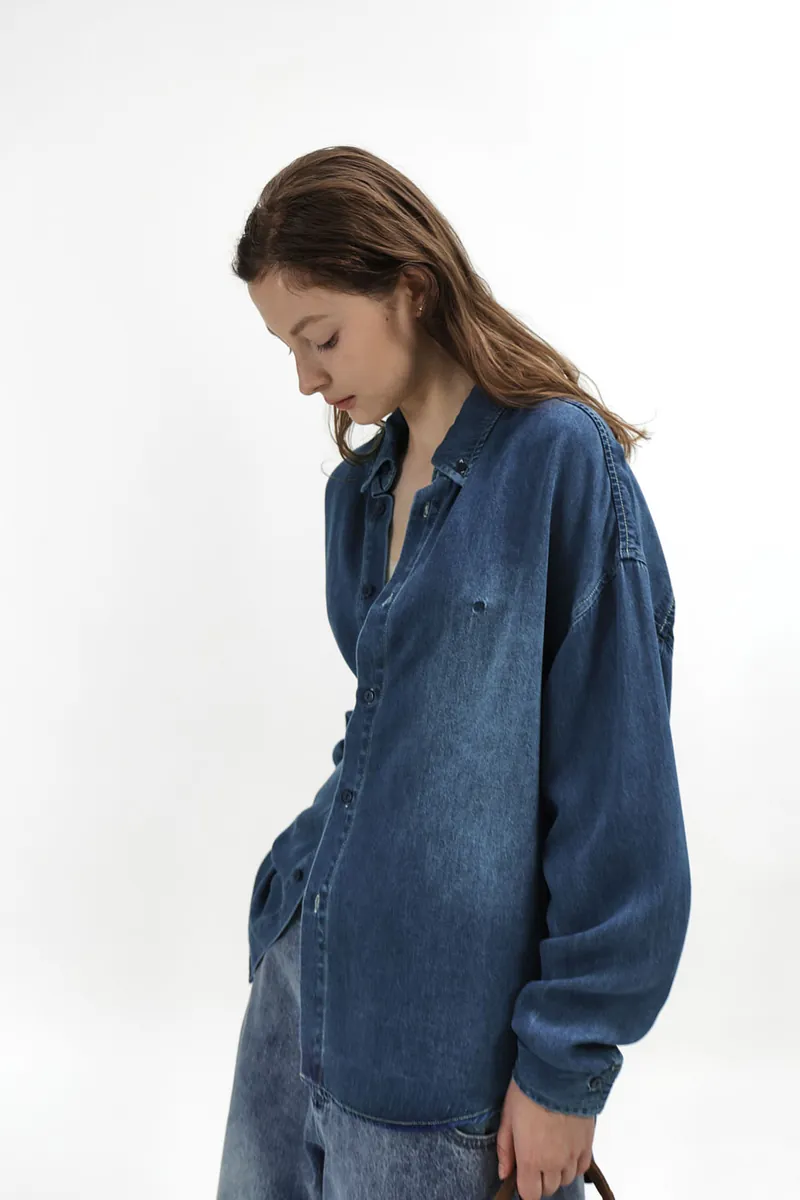 Studio Doe - Classic Soft Denim Curved Sleeve Washed Shirt