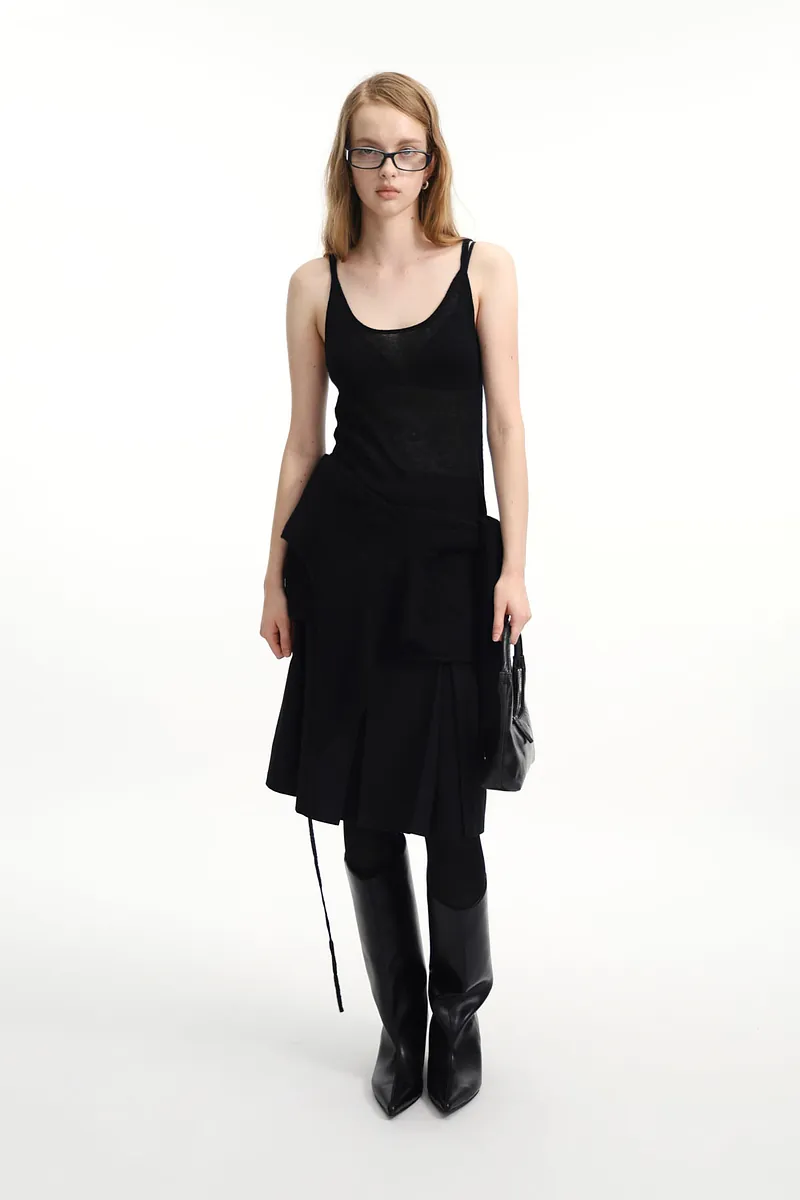 Studio Doe - Wool-Feel Wide Pleated Midi Skirt