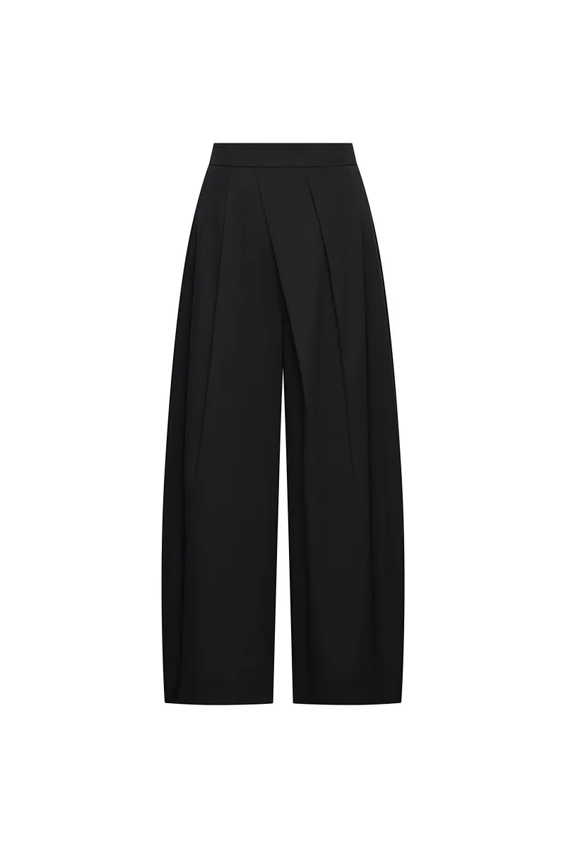 Studio Doe - Diagonal Tuck High-Rise Wide Pants
