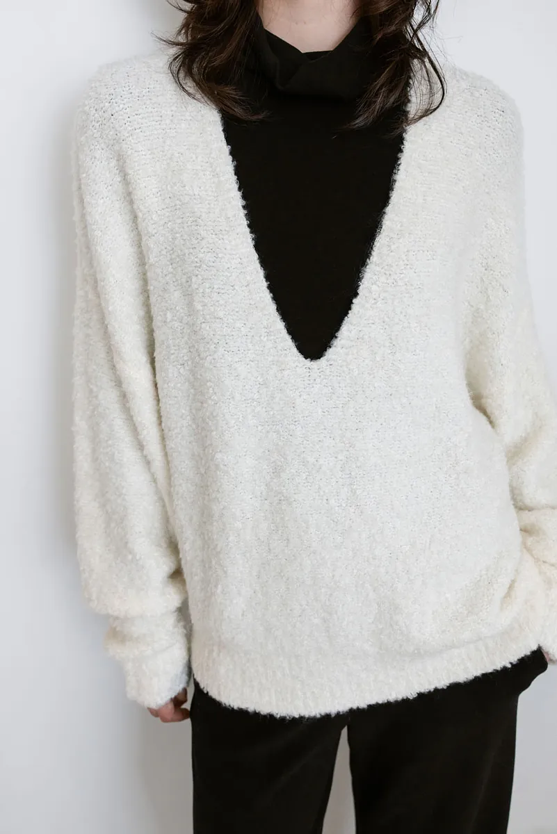 Studio Doe - Fluffy Wool V-Neck Loose Sweater