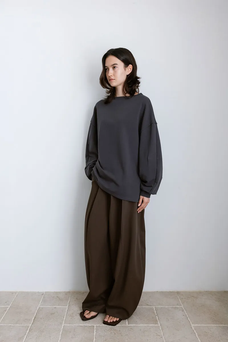 Studio Doe - Diagonal Tuck High-Rise Wide Pants
