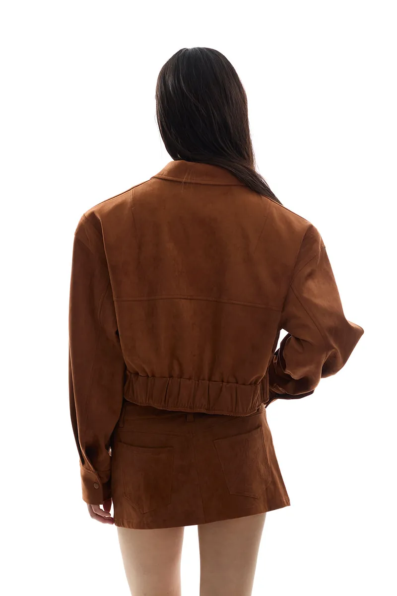 Studio Doe - Doe：Molly Faux Suede Wide Shoulder Cropped Jacket