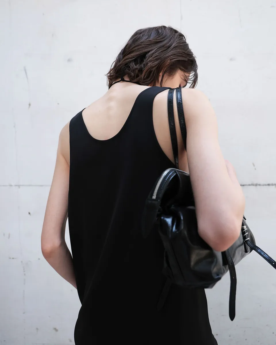 層次拼接長版背心