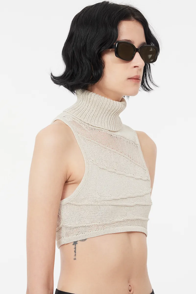 MN - High Neck Knitted Crop Top
