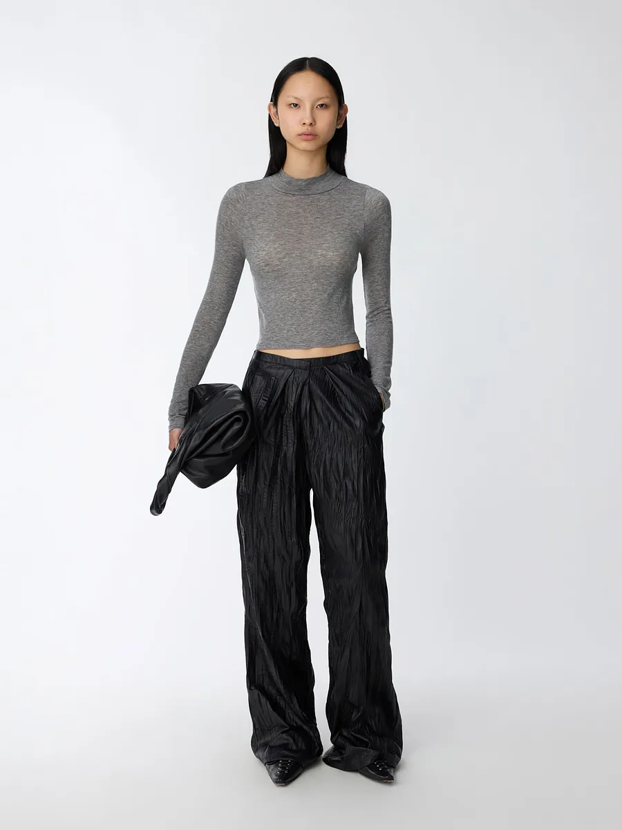 Studio Doe - Washable Faux Leather Textured Wide Pants