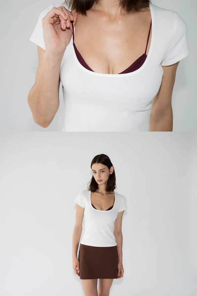 Perfect Fit 低方領羅紋美腰Tee