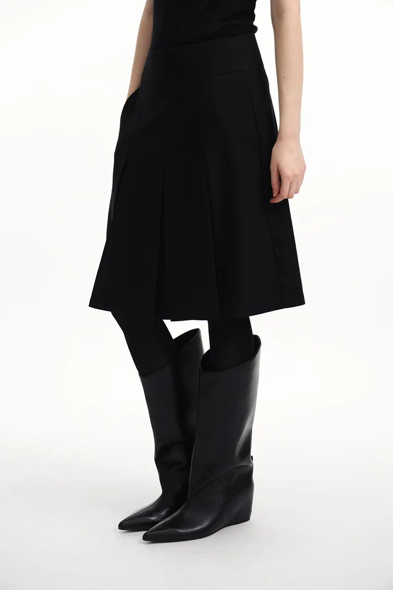 Studio Doe - Wool-Feel Wide Pleated Midi Skirt
