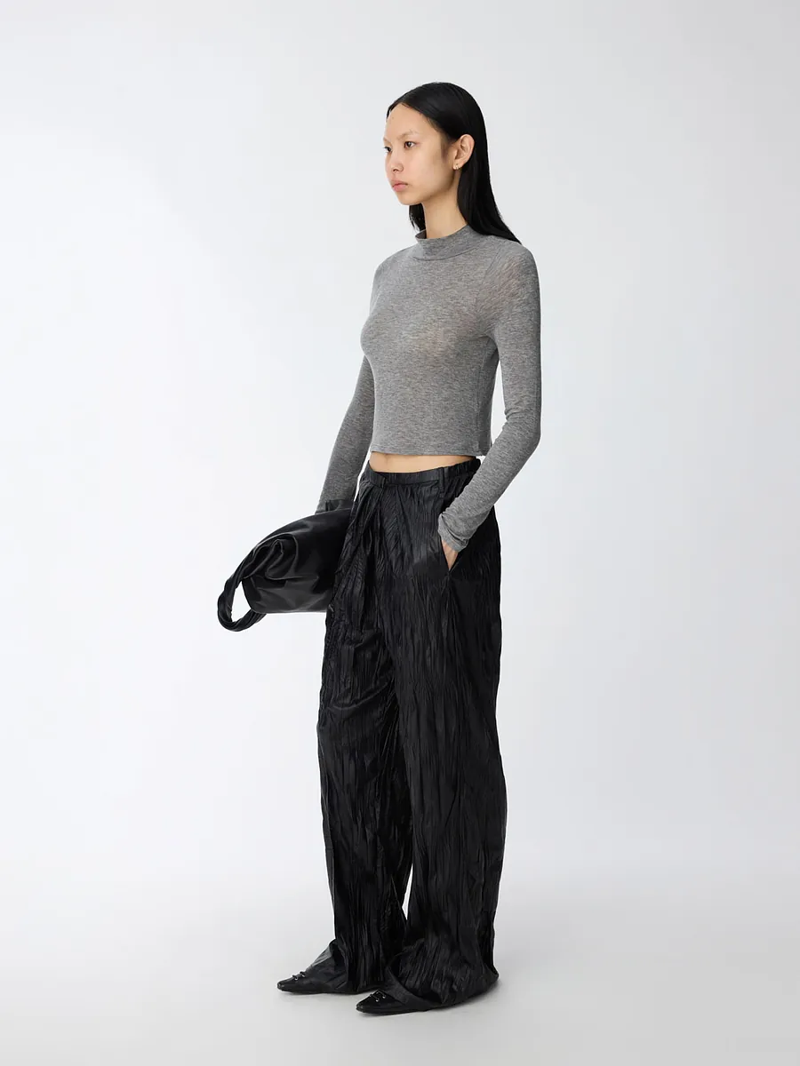 Studio Doe - Washable Faux Leather Textured Wide Pants