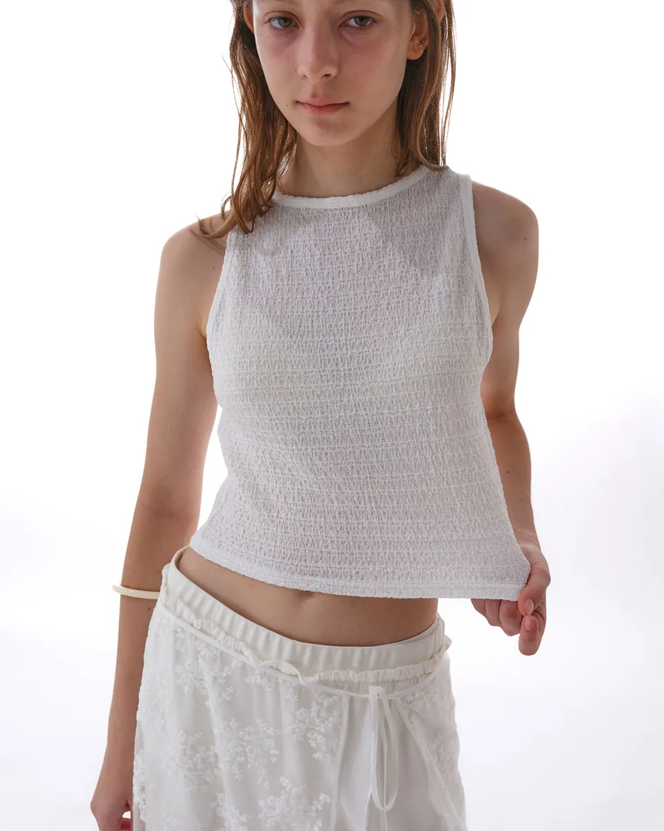 Studio Doe - Jacquard Textured Shirred Tank Top