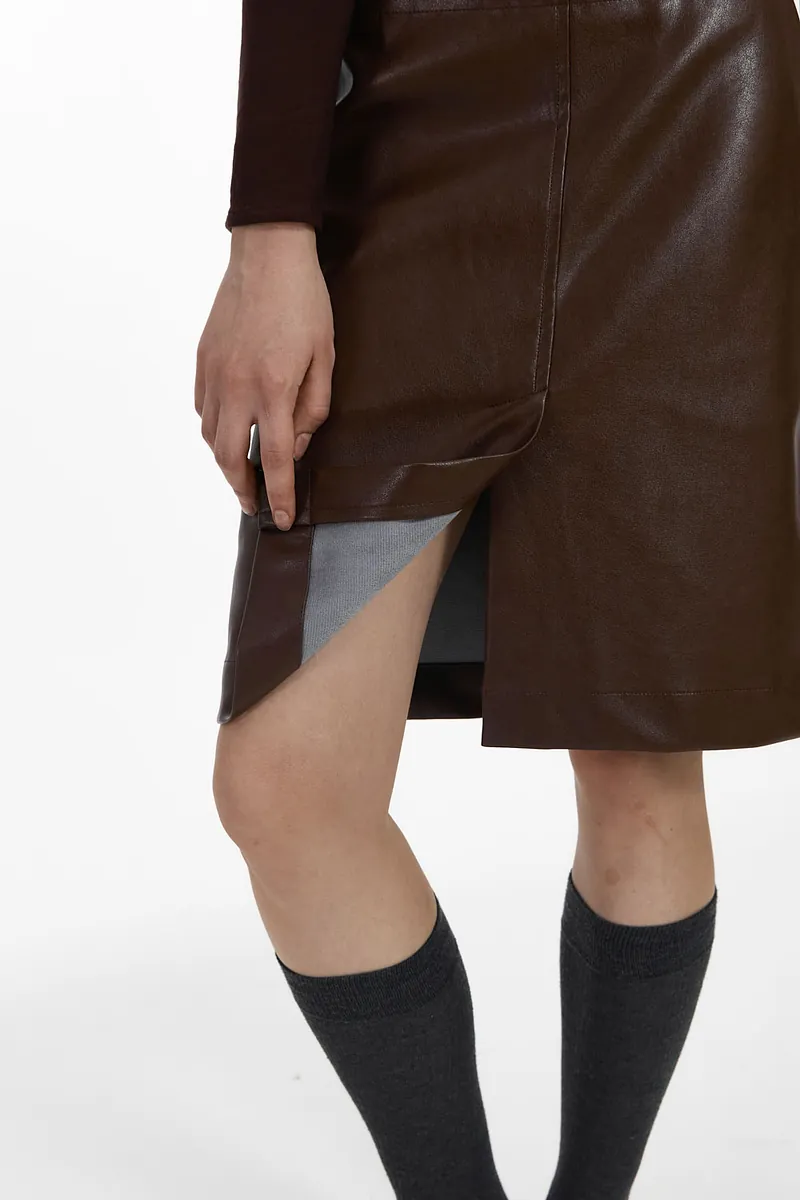 Studio Doe - H-Line Low-Rise Faux Leather Midi Skirt