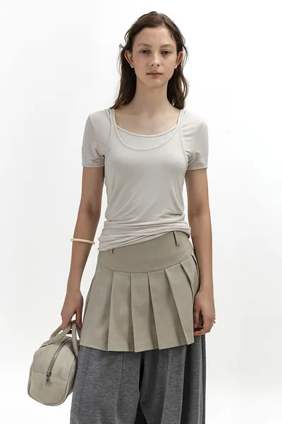Studio Doe - Curved Panel Pleated Mini Skirt