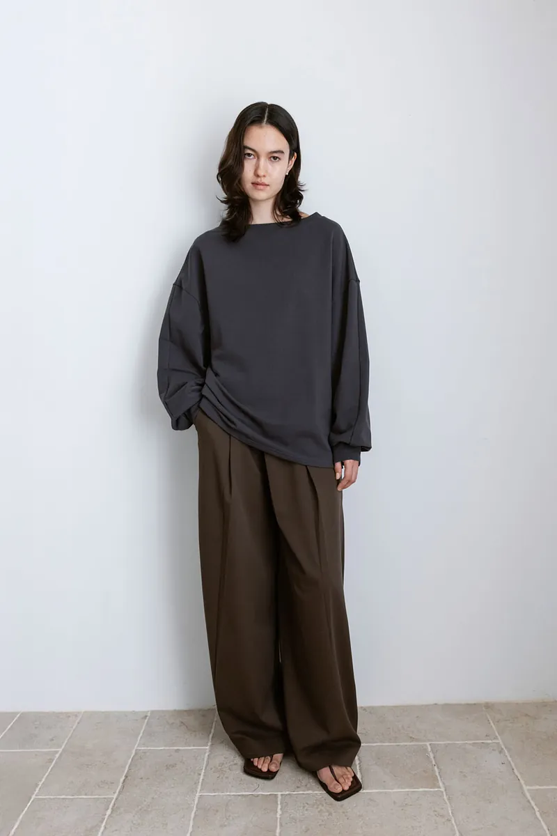 Studio Doe - Diagonal Tuck High-Rise Wide Pants