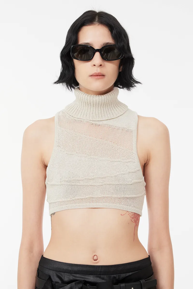 MN - High Neck Knitted Crop Top