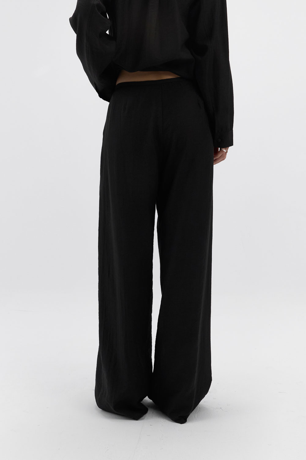 Matte Textured Layered Drawstring Trousers
