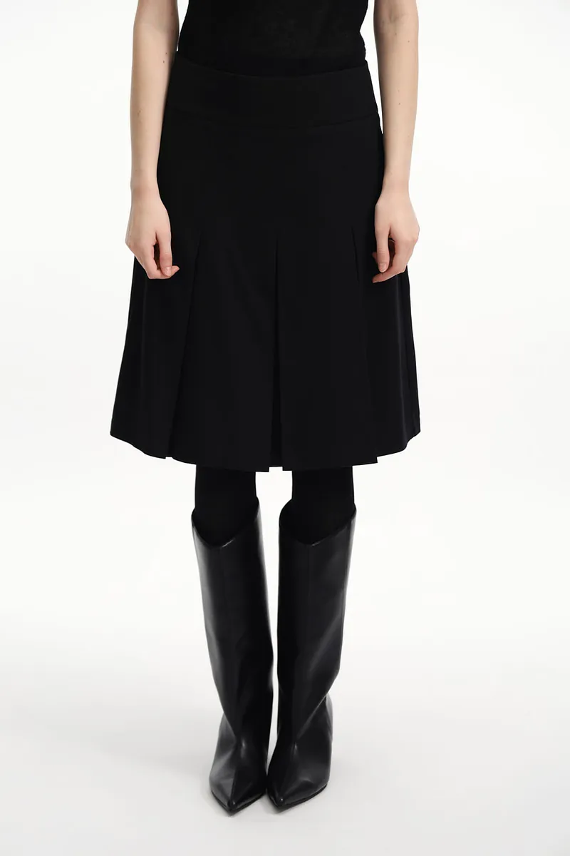 Studio Doe - Wool-Feel Wide Pleated Midi Skirt