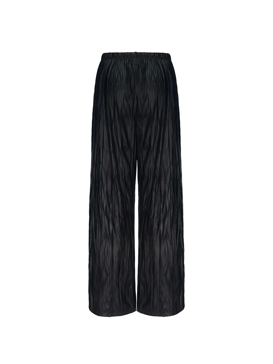 Studio Doe - Washable Faux Leather Textured Wide Pants