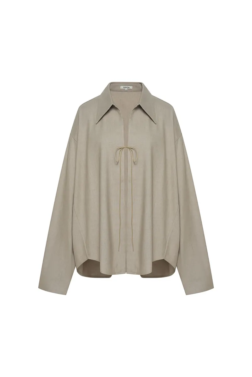 Studio Doe - Tie-Detail Brushed Wrinkle-Resistant Shirt