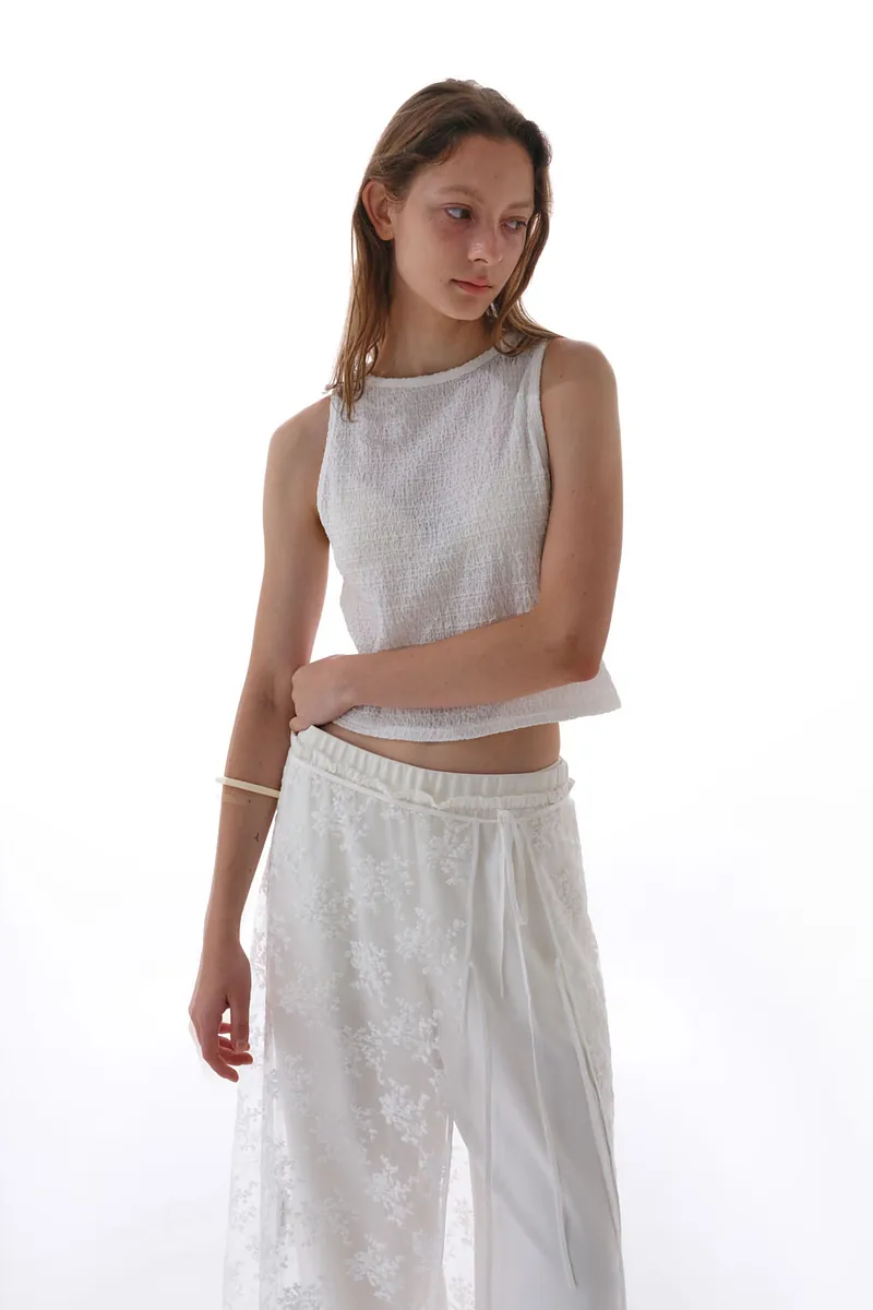 Studio Doe - Jacquard Textured Shirred Tank Top