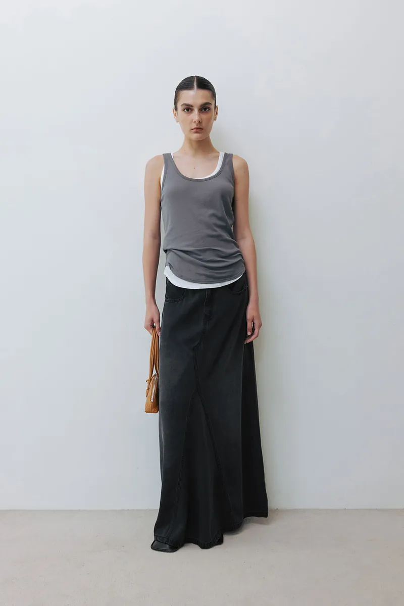 Studio Doe - Soft Habit Tencel Denim Panel A-Line Skirt