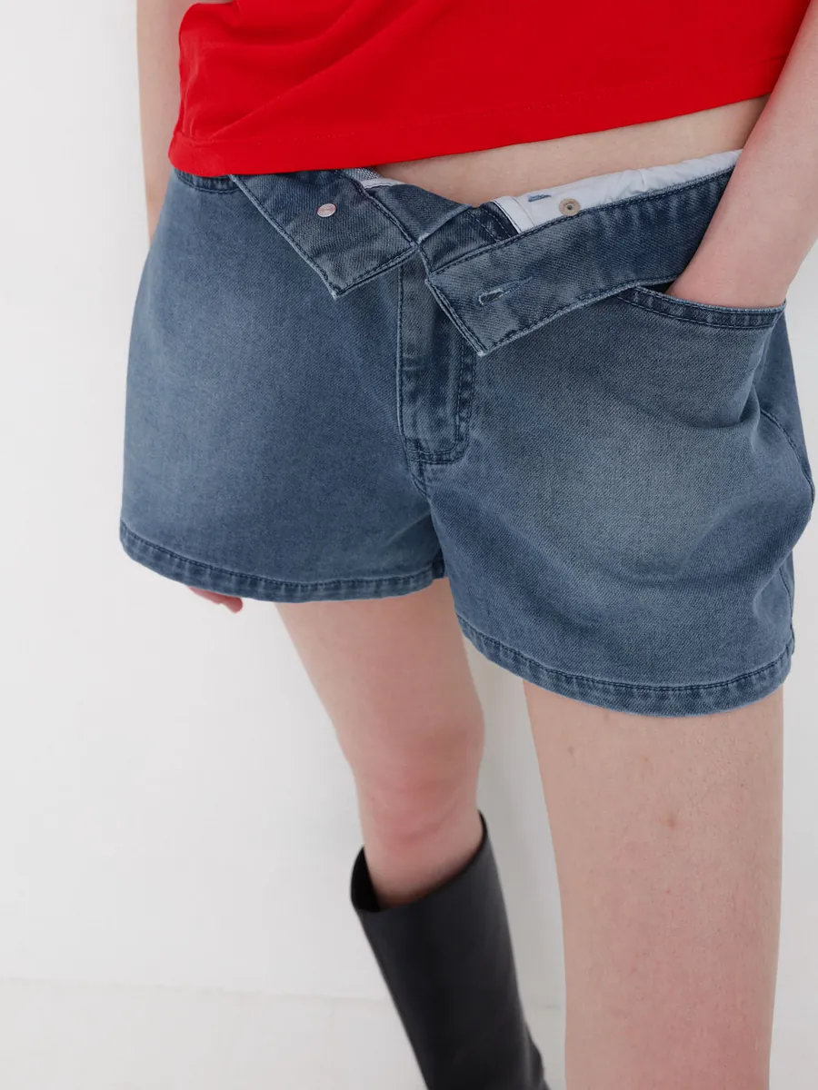 Studio Doe - Folded Waist Knit Denim Shorts