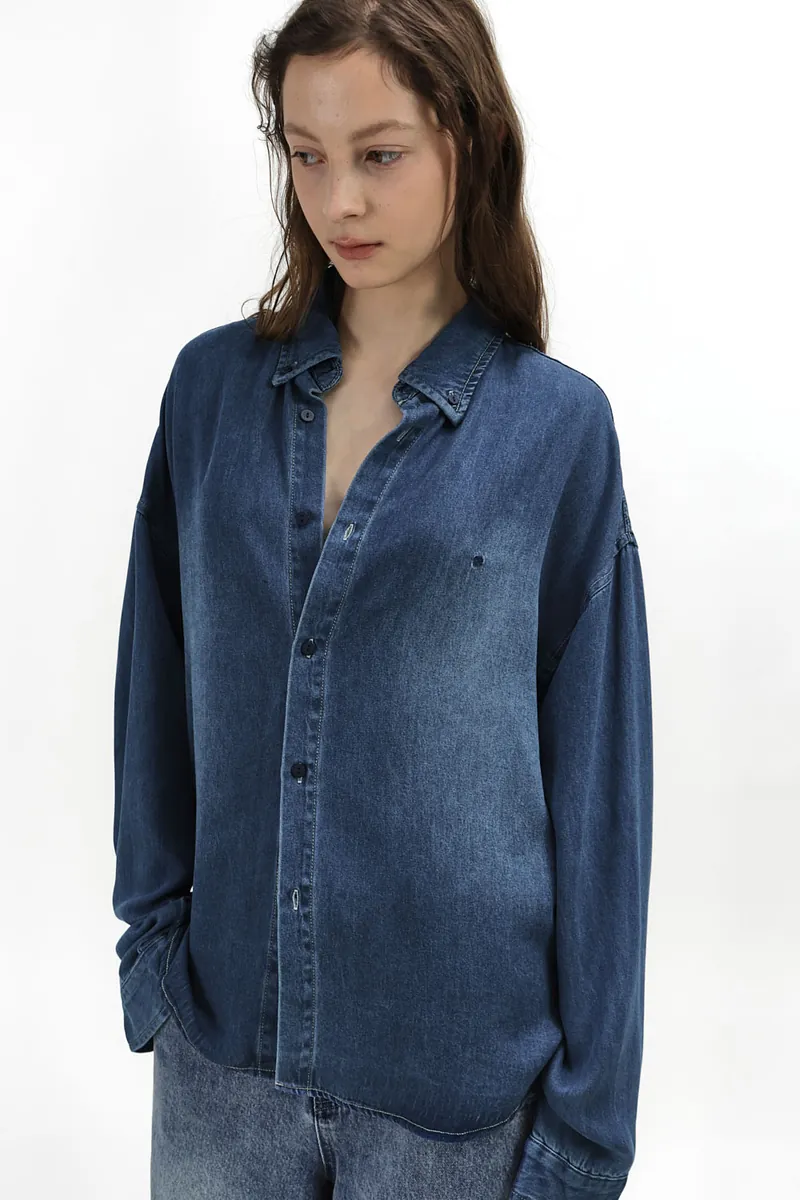 Studio Doe - Classic Soft Denim Curved Sleeve Washed Shirt