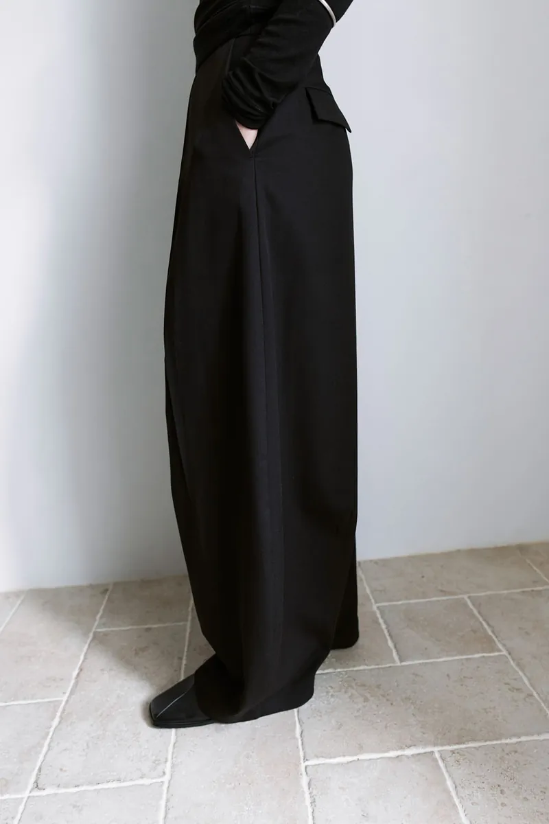 Studio Doe - Diagonal Tuck High-Rise Wide Pants